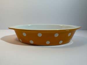 Signature Housewares Polka Dot Yellow Stoneware Oval Baking Dish
